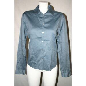 Banana Republic Stretch Women's Blouse Gray Size M Long Sleeves Buttons Cuffs